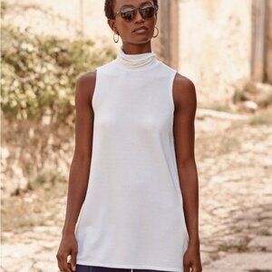 NWOT Garnet Hill mock-neck tunic in silver oat heather, XS-S